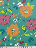 Sketchbook Zinnias Printed Cotton