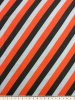 Flame, Grey & Black Diagonal Striped Chiffon