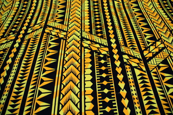 Black on Gold & Yellow Samoan Style Printed Cotton