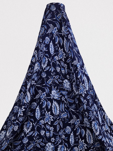 * SPECIAL * Blue Tones Wildflowers on Navy Crinkle Rayon