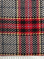 Red, Black & Multi Tones Houndstooth Plaid Wool Blend