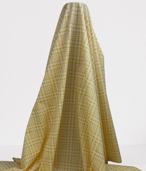 Yellow & White Check Polished Cotton
