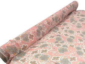 Floral & Fleur de Lis Shimmering Pink Printed Chiffon