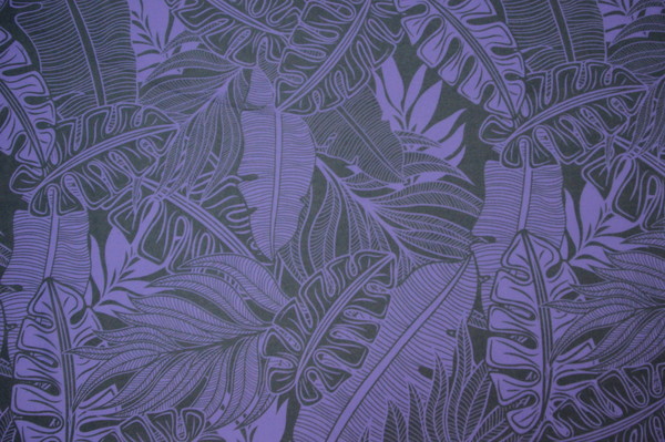 Dark Lavender & Navy Pacific Island Printed Chiffon