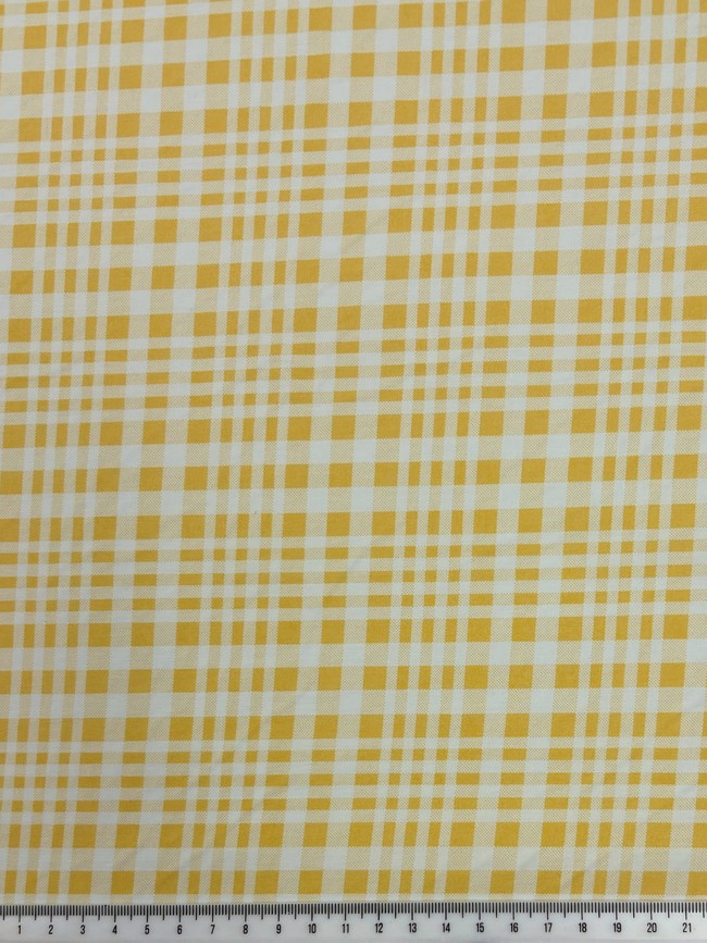 Yellow & White Check Polished Cotton
