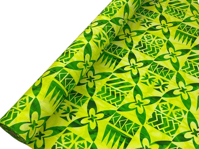 Green & Lime Tile Pacific Island Cotton Dobby