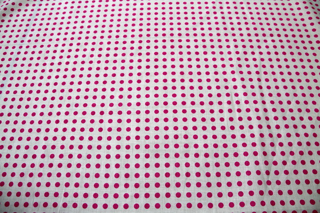 Bright Pink on White Printed Cotton