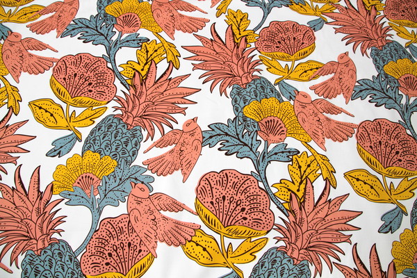 Fruit, Feathers & Flowers Stretch Cotton Digital Print