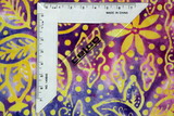 Yellow Batik Floral on Purple Tones Cotton