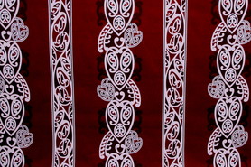 White & Black on Burgundy Traditional Designs of Aotearoa