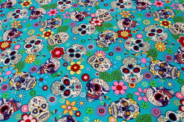 Funky Day of the Dead Printed Cotton