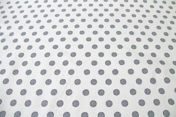 Black Spheres on White Printed Cotton