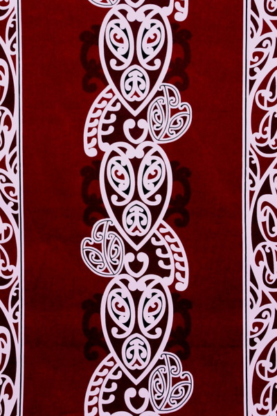 White & Black on Burgandy Traditional Designs of Aotearoa