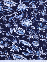 * SPECIAL * Blue Tones Wildflowers on Navy Crinkle Rayon
