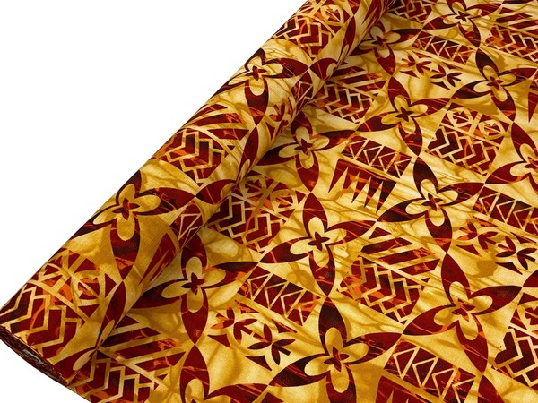 Brown & Rust Tile Pacific Island Cotton Dobby