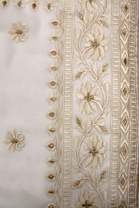 Light Beige Embroidered Saree