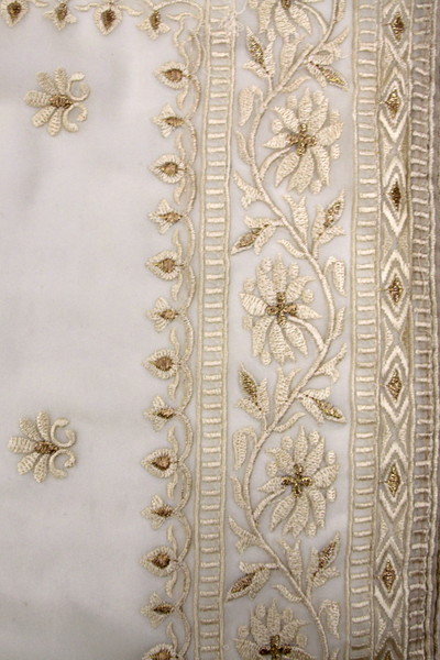 Light Beige Embroidered Saree