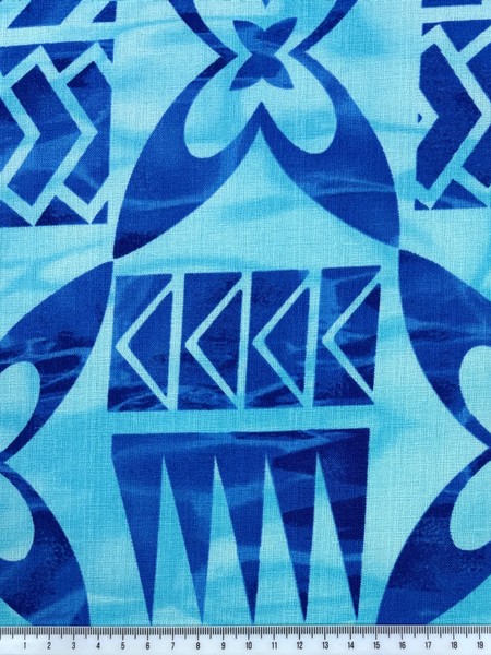 Aqua & Royal Tile Pacific Island Cotton Dobby