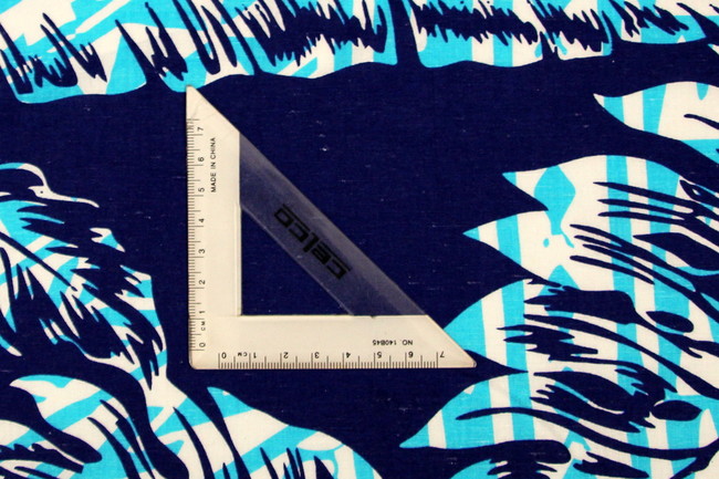 Blue, White & Aqua Pasifika Printed Dobby