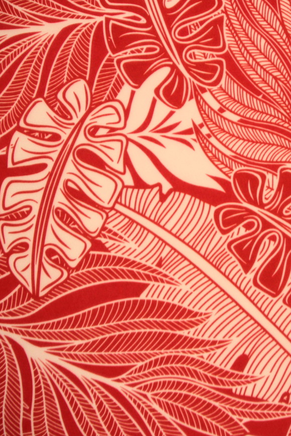 Tomato Red & White Pacific Island Printed Chiffon 