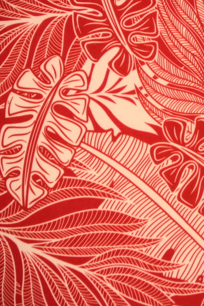 Tomato Red & White Pacific Island Printed Chiffon 
