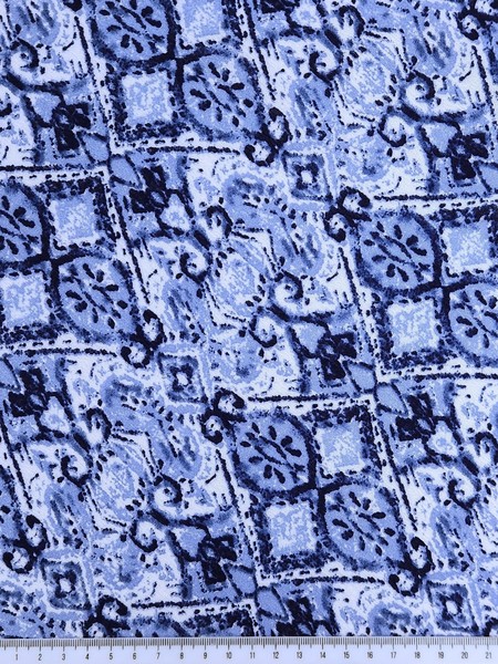 * SPECIAL * Blue Toned Baroque Design Crinkle Rayon