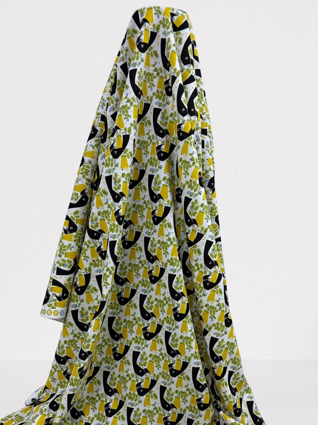 Bold Tui on Kowhai Printed Cotton