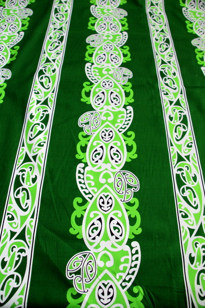 Lime, White & Black on Green Traditional Designs of Aotearoa