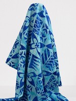 Aqua & Royal Tile Pacific Island Cotton Dobby