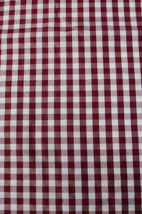 Burgundy & White Gingham Polyester