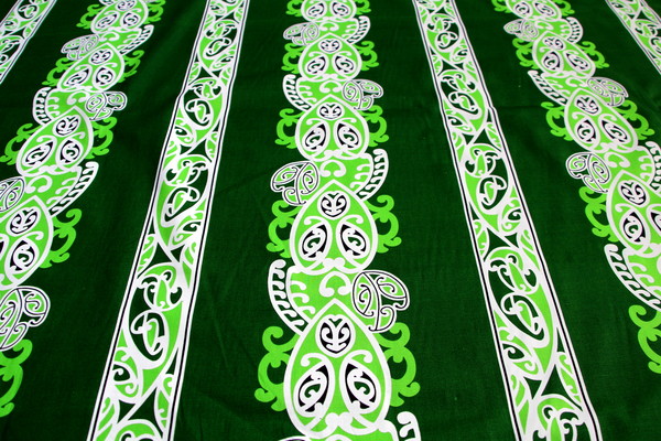 Lime, White & Black on Green Traditional Designs of Aotearoa