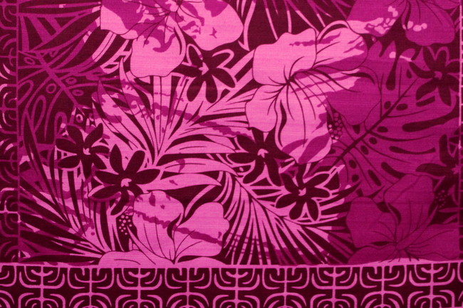 Purple & Pink Tones Pasifika Printed Dobby