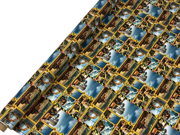 Earthmovers on Printed Cotton