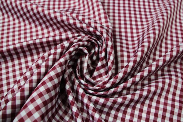 Burgundy & White Gingham Polyester