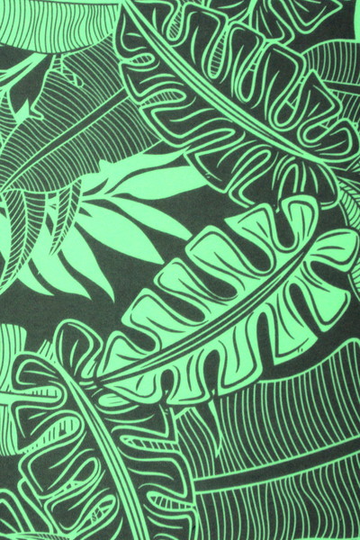 Medium Forest Green & Charcoal Pacific Island Printed Chiffon
