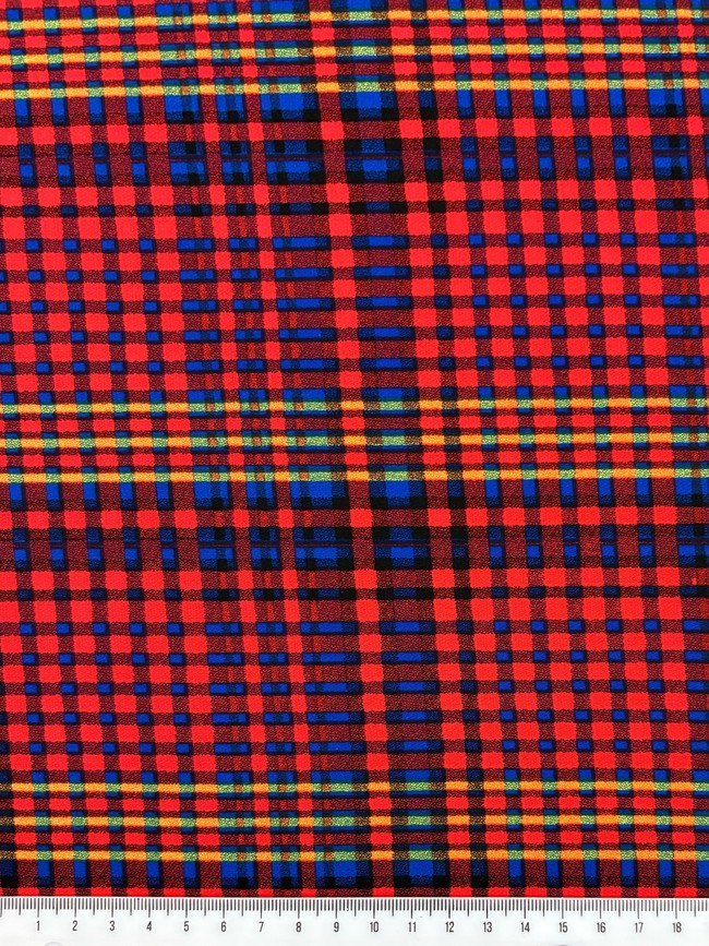 Bold Reds, Blue & Yellow Grid Light-weight Polyester