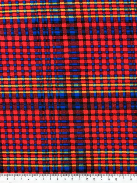 Bold Reds, Blue & Yellow Grid Light-weight Polyester
