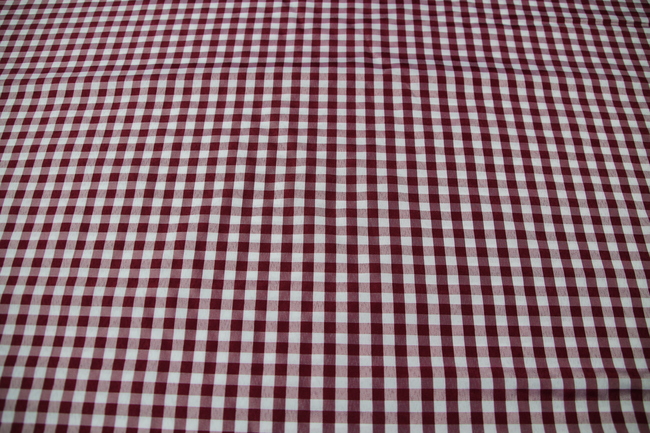 Burgundy & White Gingham Polyester