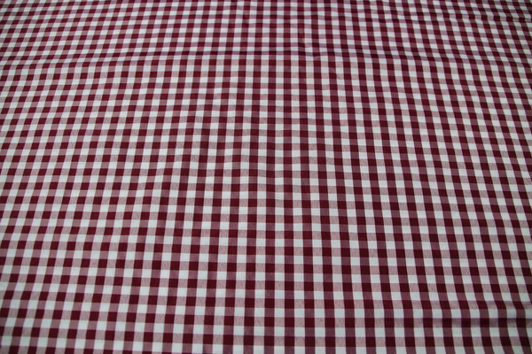 Burgundy & White Gingham Polyester