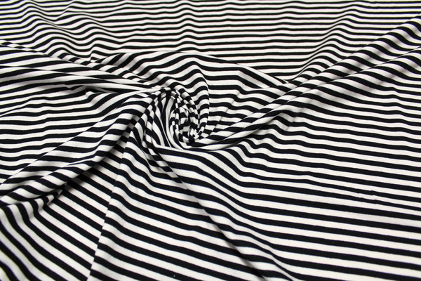 Mini Stripe Cotton Lycra Knit - Black & White