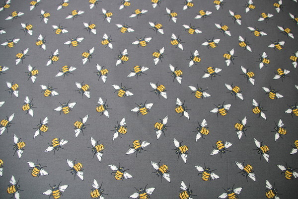Bumble-Bee Printed Cotton On Charcoal Grey