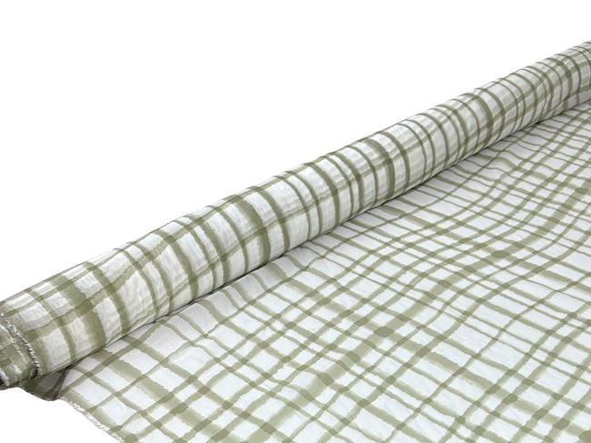 Sage 'Water-Colour" Grid Sheer
