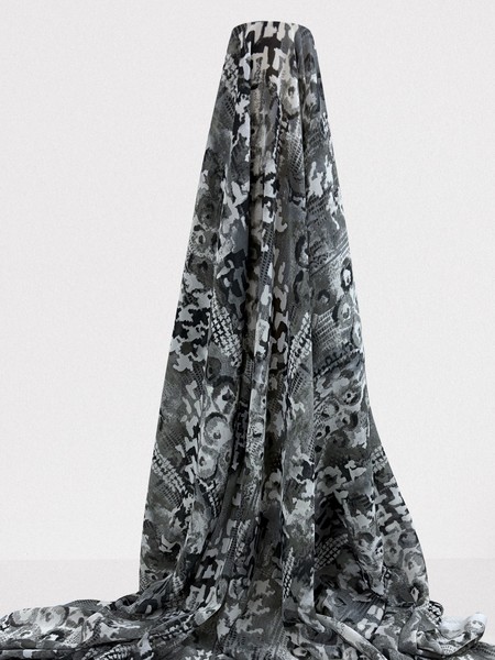 Grey Scale Printed Chiffon