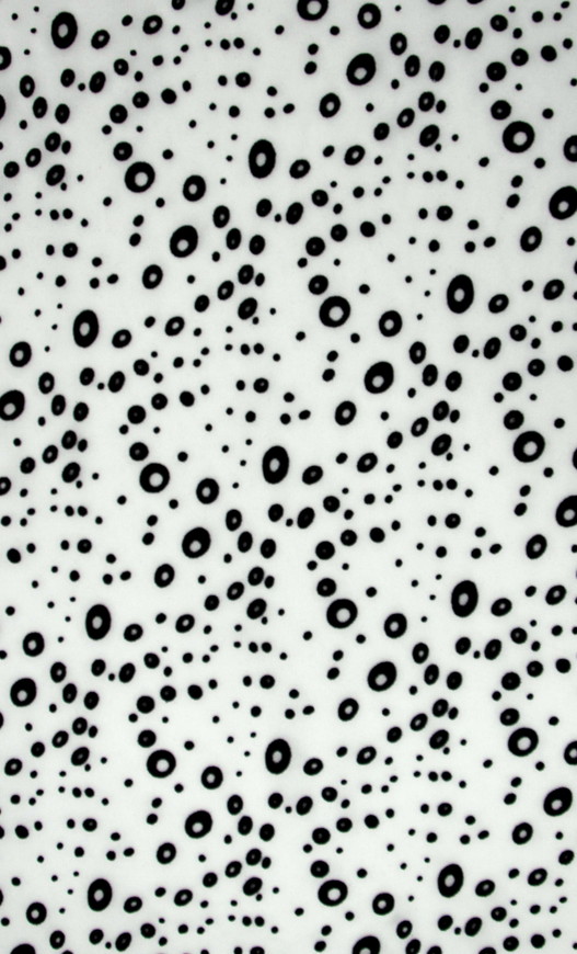 Black Flocked Circles on White Printed Polyester