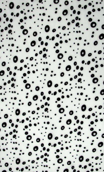 Black Flocked Circles on White Printed Polyester