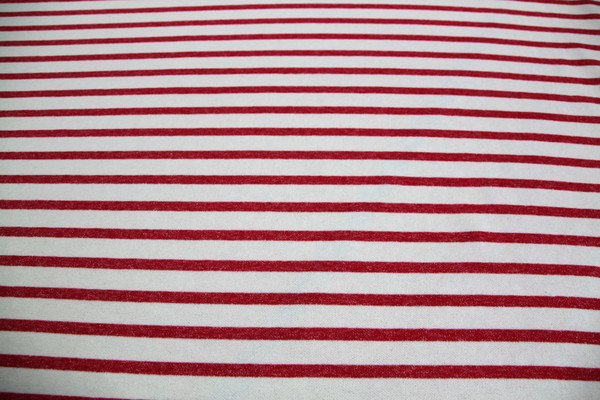 Cream & Red Striped Unbrushed Sweatshirting
