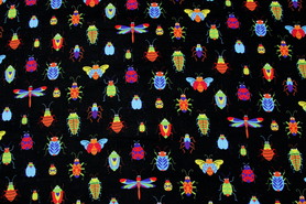 Bright Bugs on Black Cotton