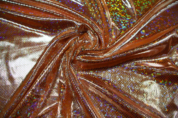Silver Holograhpic Foil on Orange Trilobal Knit New Image