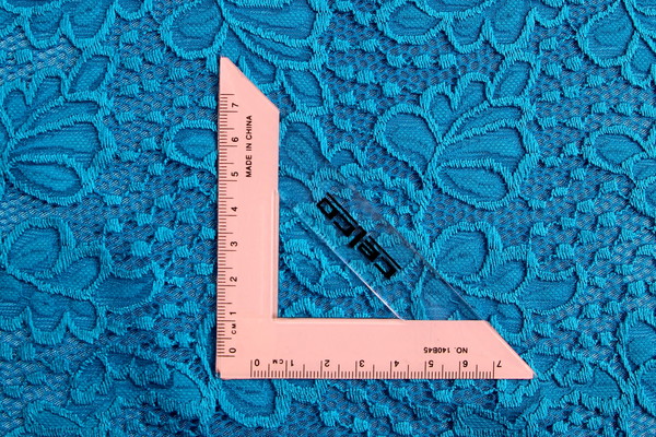 Bright Turquoise Fronds Stretch Lace New Image