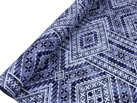 Navy on Silver Grey Pacific Island Cotton Dobby